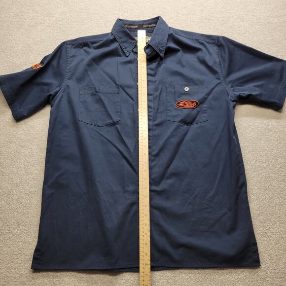 Vintage Harley Davidson Blue Garage Style Embroidered  Button Up Road Hog  Large - Picture 3 of 7